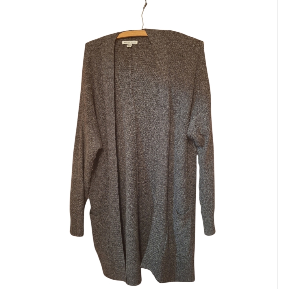 American Eagle AE Open Front Cardigan Ladies Medium GRAY Pockets Vintage KNIT